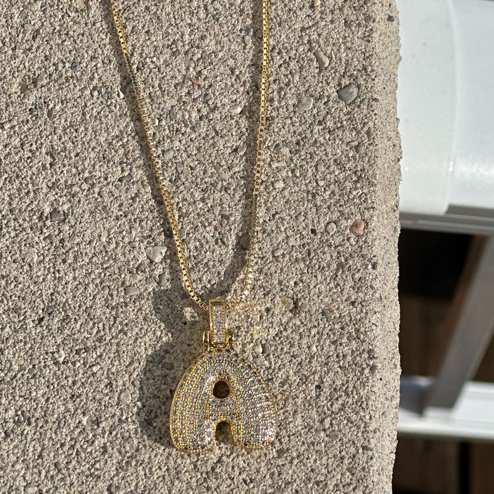 COPY - Bubble Letter Initial Necklace “A”